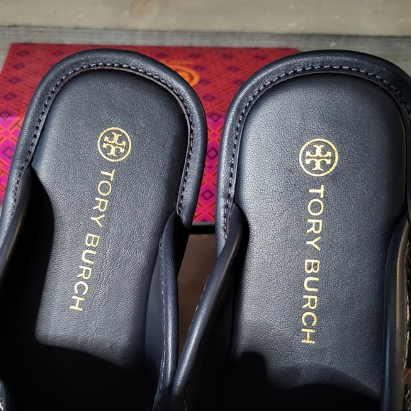 BNIB Tory Burch Monogram Buddy Mule Jaquard Calf Leather - Picture 4 of 6